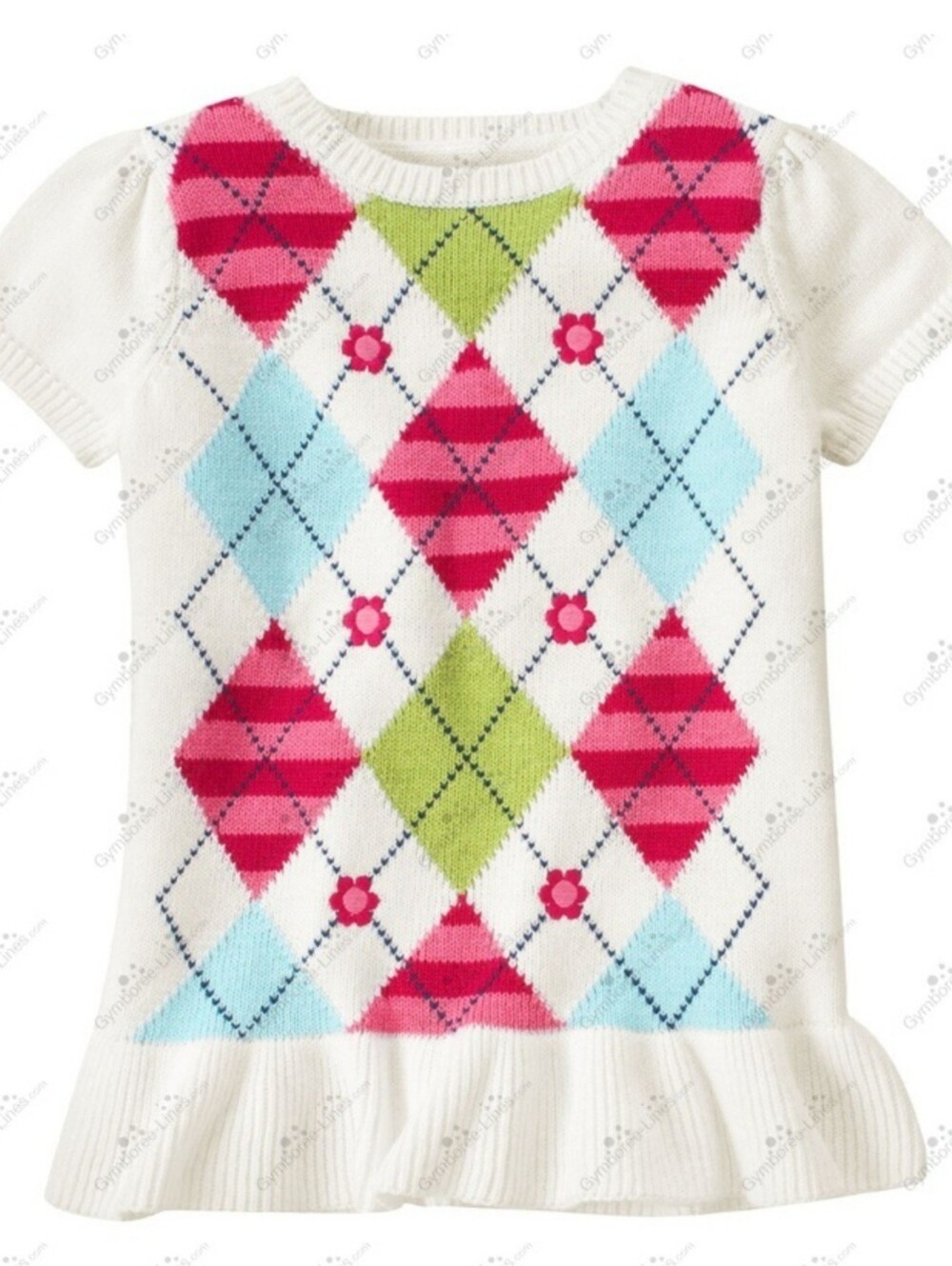Gymboree vintage "Smart & Sweet" flower argyle sweater tunic